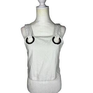 IVIVI Women’s Cropped White Tank Silver Cut Out Size Large